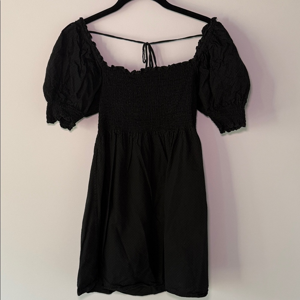 Hill House Black Puff Sleeve Mini Dress